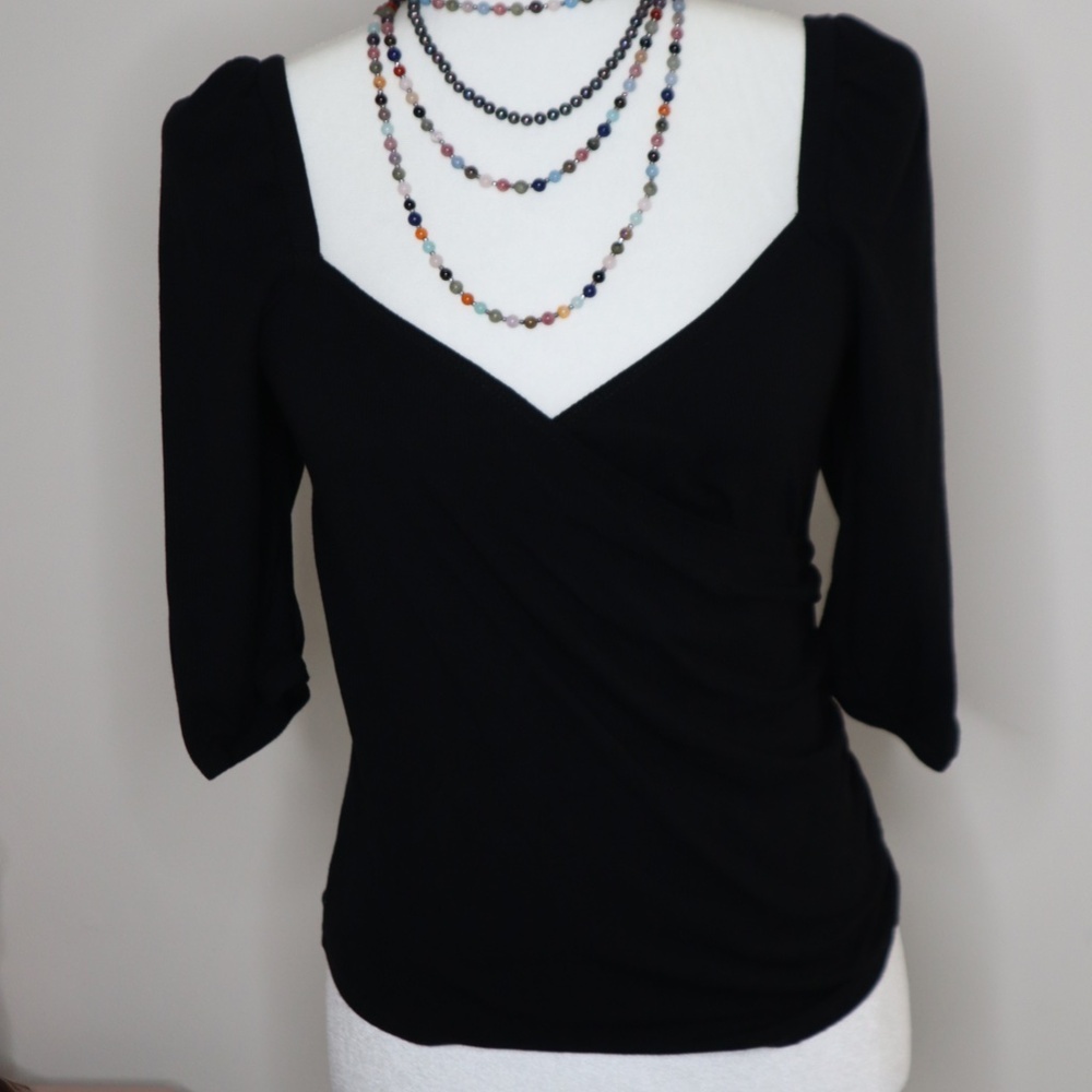 Open Edit Black Cross Over Black Shirt NORDSTROM MEDIUM